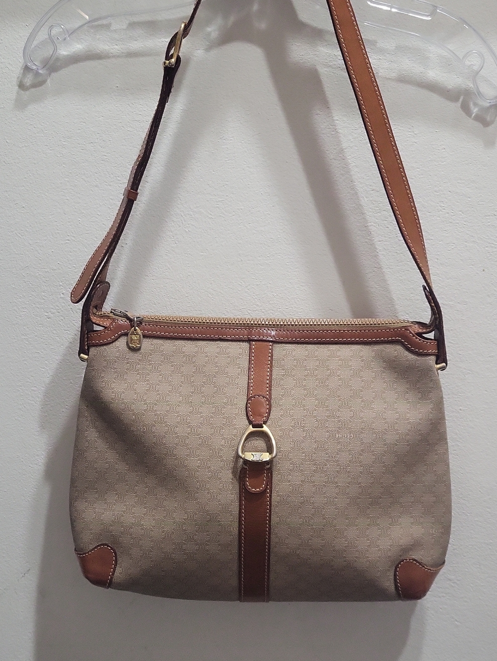 Vtg Celine Macadam Shoulder Bag